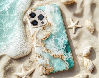 Ocean Phone Case Beach, Turquoise iPhone 15 Plus Case 14 Pro Max, Samsung S24 Ultra Tough Case Summer Vibes, s25 Ultra Case Ocean Lover Gift