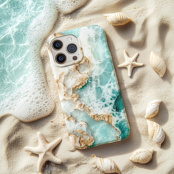 Ocean Phone Case Beach, Turquoise iPhone 15 Plus Case 14 Pro Max, Samsung S24 Ultra Tough Case Summer Vibes, s25 Ultra Case Ocean Lover Gift
