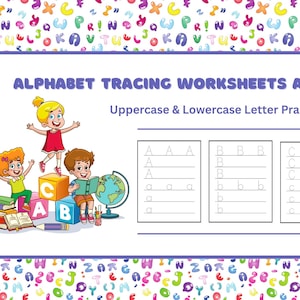 Alphabet Tracing Worksheets A-Z | Uppercase & Lowercase Letters | Preschool Handwriting Practice | Printable Kids Activity PDF