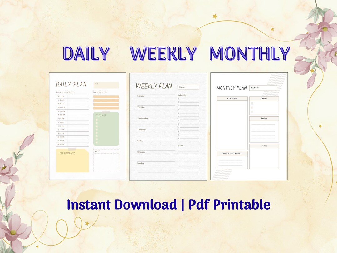 Printable Planner Bundle | Daily, Weekly & Monthly PDF | Minimalist ...
