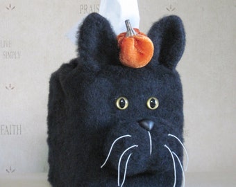 Fall/Halloween pattern:  "Black Cat Tissue Box Cover" - #695