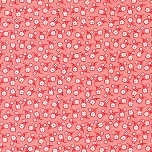 Sunny Flowers Flamingo from Zinnia Collection by April Rosenthal for Moda Fabrics