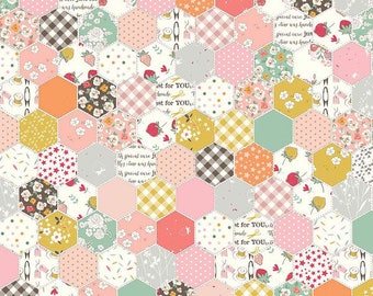 Hexie Cheater Print Multi de la colección BloomBerry de Minki Kim para Riley Blake Designs