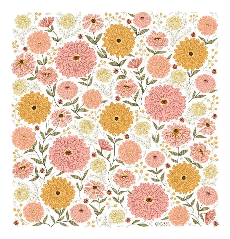 Zinnia Tea Towel From Lady Bug Whimsy by Gingiber - Etsy