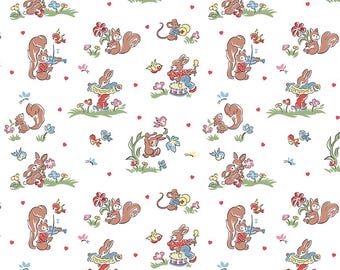 Squirrel Scurry White from Love Notes by Lindsay Wilkes for Riley Blake Designs