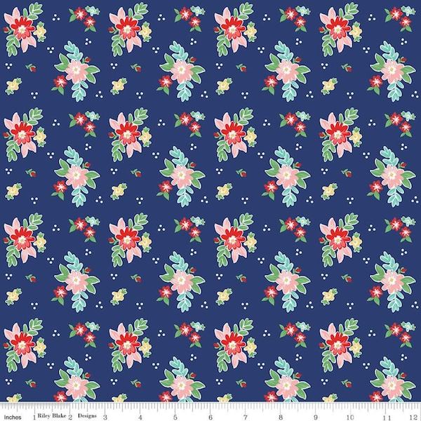 Floral Navy from Quilt Fair Collection by Tasha Noel for Riley Blake Designs