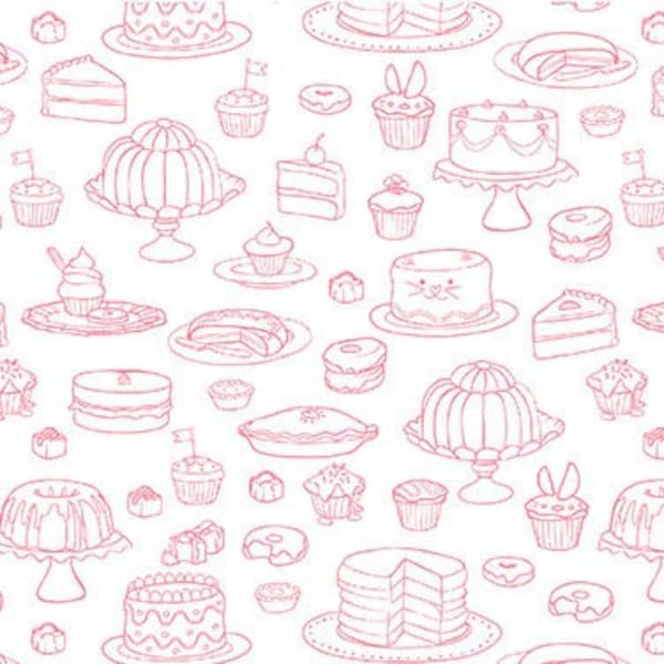 Patisserie White Pink from Yummy Scrummy Day by Belle & Boo for Michael Miller Fabrics