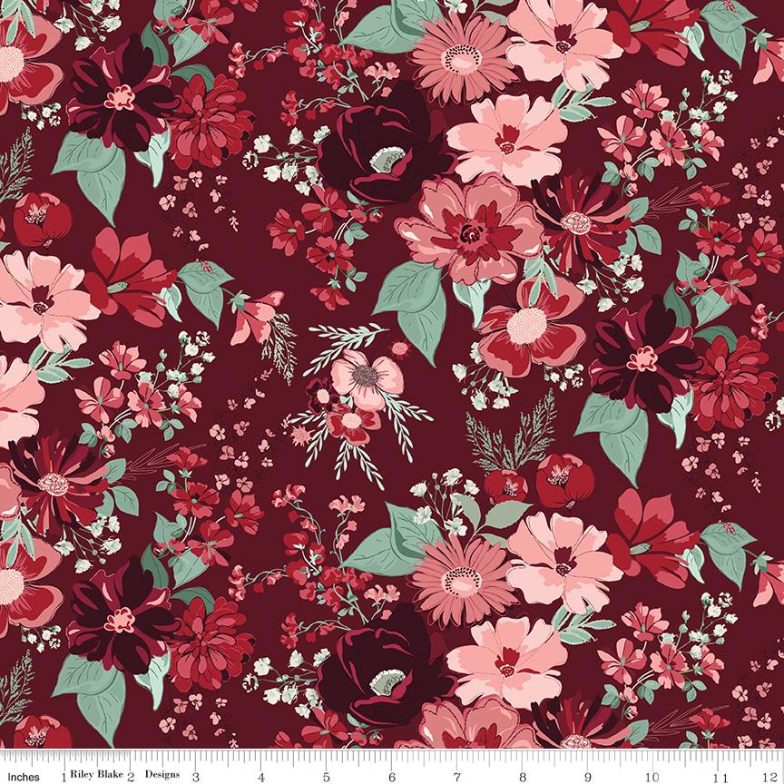 Floral Wall Burgundy From Love You Always by Sandy Gervais for Riley ...