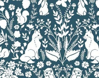 Forest Toile Spruce from Midnight Forest by Belle & Boo for Michael Miller Fabrics