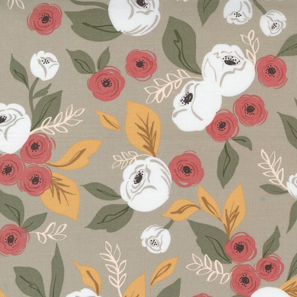 Meadow Floral Taupe from Flower Pot Collection by Lella Boutique Road for Moda Fabrics