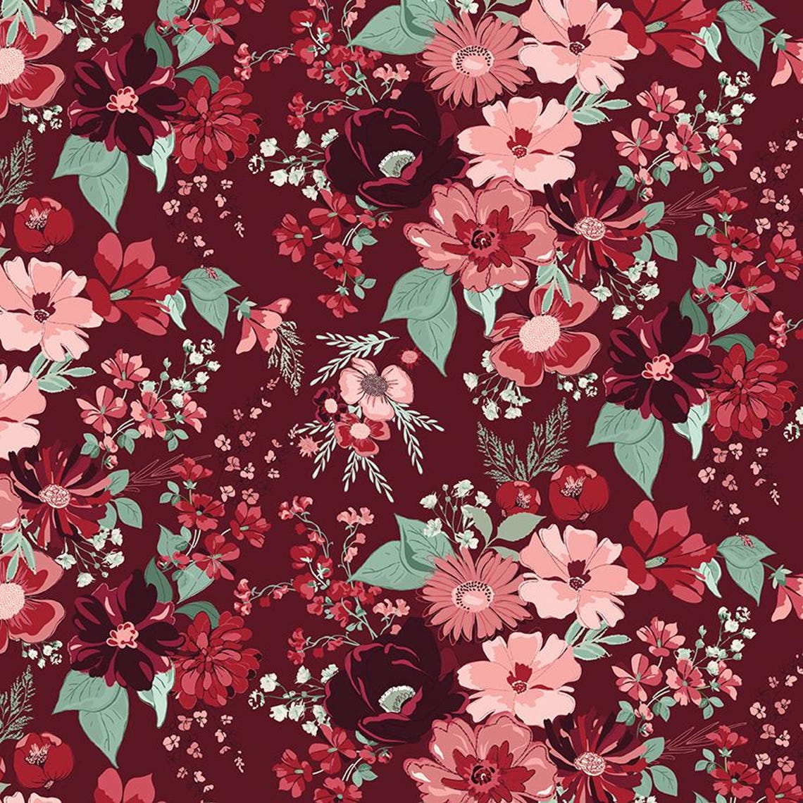 Floral Wall Burgundy From Love You Always by Sandy Gervais for Riley ...