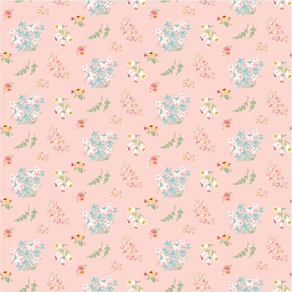 Bloom Pink from Hollyhock Lane Collection by Sheri McCulley for Poppie Cotton