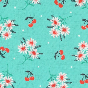Cherry Daisy Robin&#39;s Egg from Julia Collection by Crystal Manning for Moda Fabrics