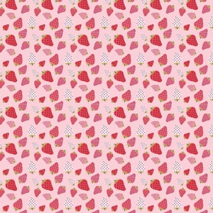 SHORT YARD Strawberry Patch Pink from Prairie Sisters Homestead Collection by Lori Woods Studio for Poppie Cotton