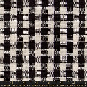 May include: Black and white gingham fabric. The fabric features a classic checkered pattern with evenly sized squares. The squares alternate between black and off-white. The text "RUBY STAR SOCIETY" is at the bottom.
