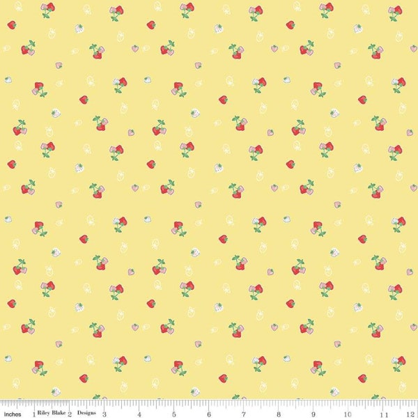 Strawberries Yellow from Quilt Fair Collection by Tasha Noel for Riley Blake Designs