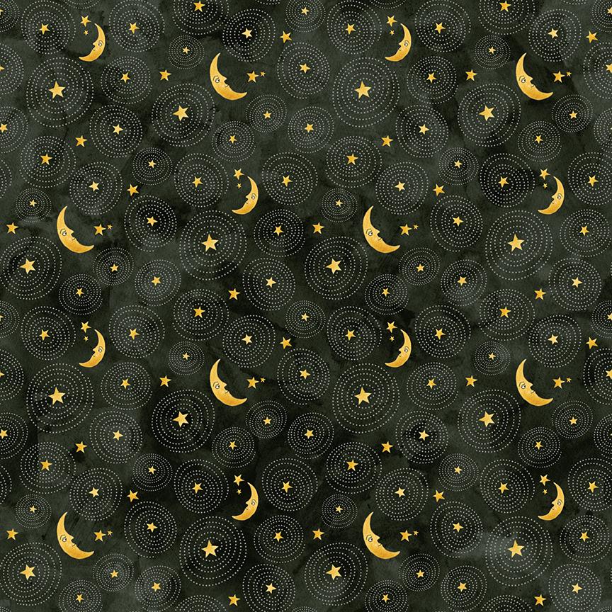 Stars & Moon Black from Ghoul Friends by Teresa Kogut for Riley Blake Designs