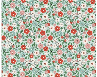 Country Flowers Teal from Farmhouse Fancy Collection by Elea Lutz for Poppie Cotton