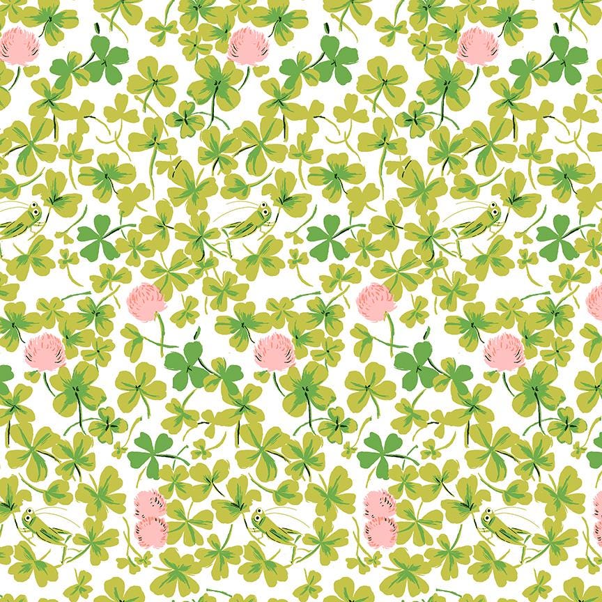 Cricket Clover Pink from Studio Edit Collection by Heather Ross for Windham Fabrics