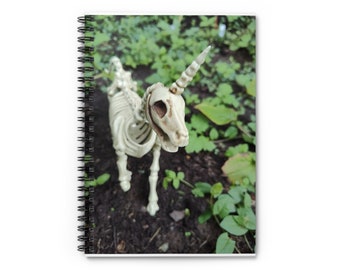 Unicorn skeleton Spiral Notebook - Ruled Line Original art painting girl
