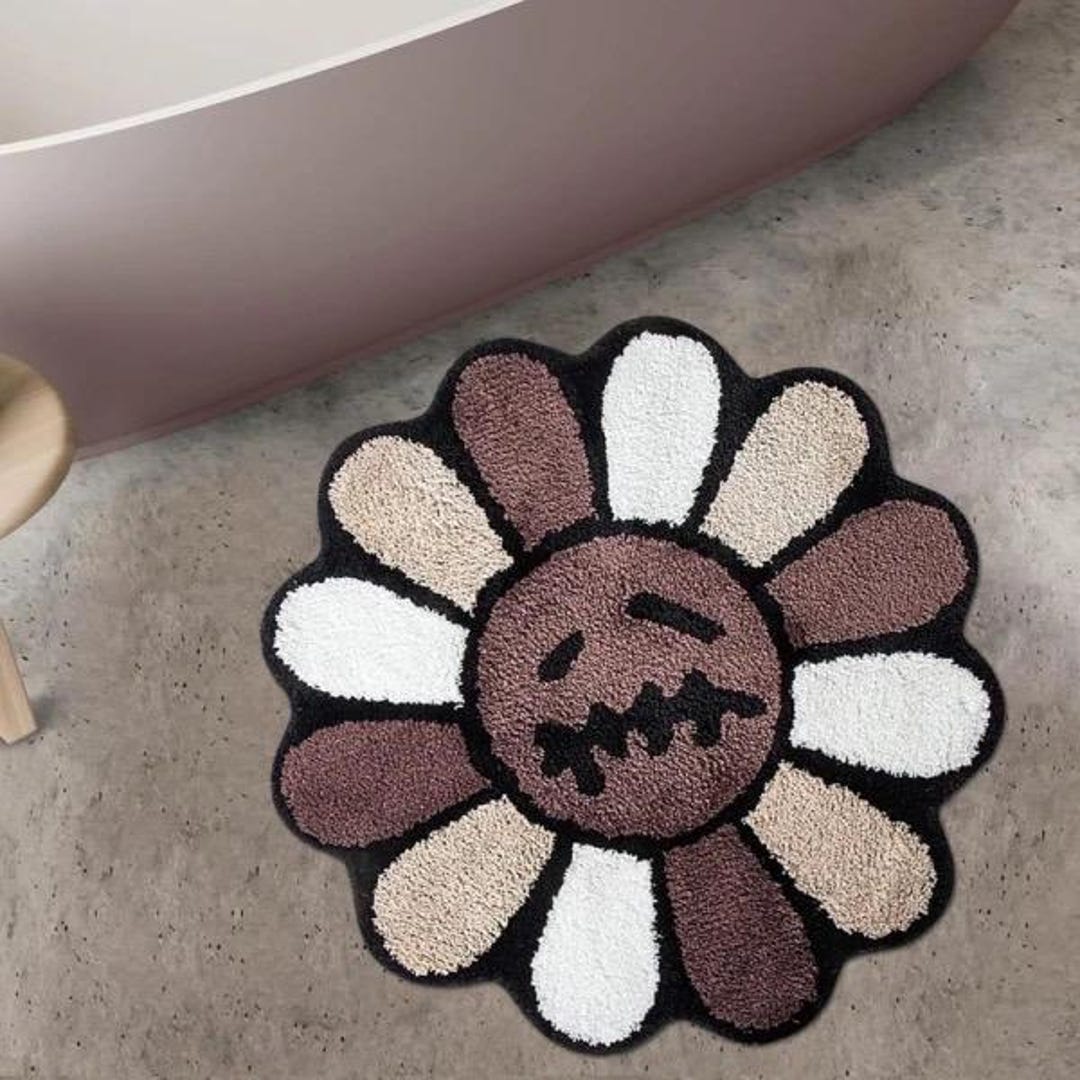 Aesthetic Sunflower Tufted Rug Anti-slip Bathroom Mat, Cactus Flower ...
