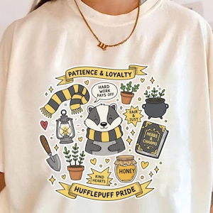 Badger Pride T-Shirt | Patience & Loyalty Tee | Cozy Magic Creature Graphic Shirt