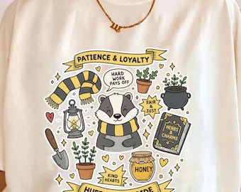 Camiseta Orgullo de Tejón / Camiseta Paciencia y Lealtad / Camiseta con Gráfico de Criatura Mágica