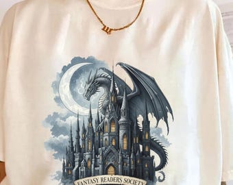 Bookish Dragon Tee: Fantasy Readers Society - Dark Academia Gift