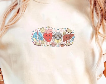 Anatomi Organ T-shirt – Färgglada tecknade organ, medicinsk gåva