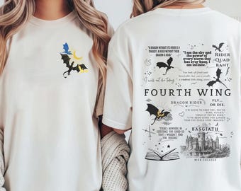 Camiseta Fourth Wing / Camiseta Dragon Rider Fantasy / Camiseta Rider Quadrant Bookish