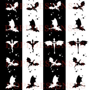 Vierter Flügel Drachen Schablone Stacheln SVG / PNG-Datei, Drachen Logo druckbare digitale Dateien