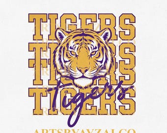 Purple and Gold Tiger Spirit Graphic: Varsity Design (Digital Download)
