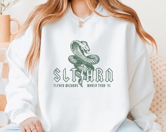 Green House Sweatshirt, Malfoy Inspired Top, Unisex Wizard Crest Pullover, Serpent Magic Fan Gift