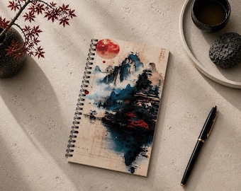 Mystical Mountain Landscape Artistic Notebook Handmade Vintage Notebook – Antique Style Journal – Writer's Diary – Unique Gift