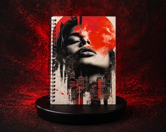 Red Moon Handmade Leather Journal – Vintage Notebook – Travel Diary – Gift for Writer