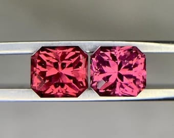 2.2 Carat Rose Garnet Radiant Cut Matching Pair Natural African Loose Gemstones Jewelry Making