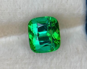 3.4 Carat Blueish Green Tourmaline Cushion Cut Natural Afghanistan Loose Gemstone