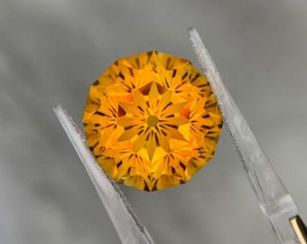 15.1 Carat Madeira Citrine Round Flower Cut Natural Brazil Loose Gemstone Jewelry Making