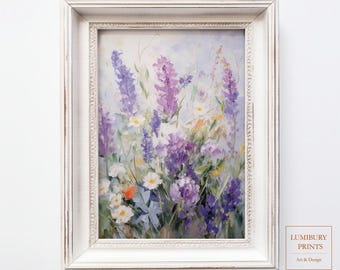 Lavender Wall Art, Cottagecore Botanical Print, Rustic Floral Wall Decor, Vintage Floral Printable art, Wildflower Print, Digital Download