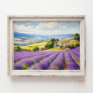 Lavender Wall Art, Provence Landscape Print, French Country Decor, Rustic Nature Art, Farmhouse Poster, Countryside Scene, Digital Download
