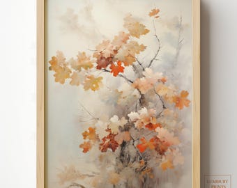 Maple Leaf Wall Art, Fall Leaf Wall Art, Vintage Botanical Print, Fall Foliage Decor, Maple Leaf Print, Autumn Leaf Decor, Instant Download