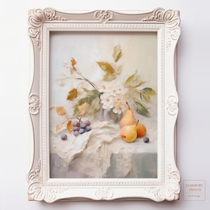 Grapes Wall Art, Pear Wall Art, Fall Floral Painting, Botanical Kitchen Decor, Fruit Wall Decor, Vintage Fruit Painting, Instant Download