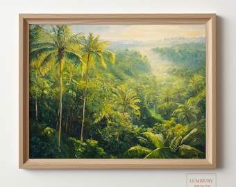 Arte mural de jungla, arte mural de jungla tropical, decoración mural de palmeras, arte mural de jungla vintage, arte mural botánico, impresión de naturaleza, descarga digital