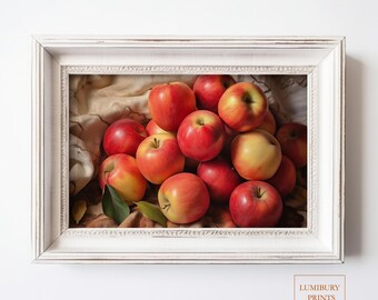 impression de pomme vintage - art mural cuisine rustique, art botanique fruitier, décoration de salle à manger ferme, campagne, imprimable, téléchargement numérique