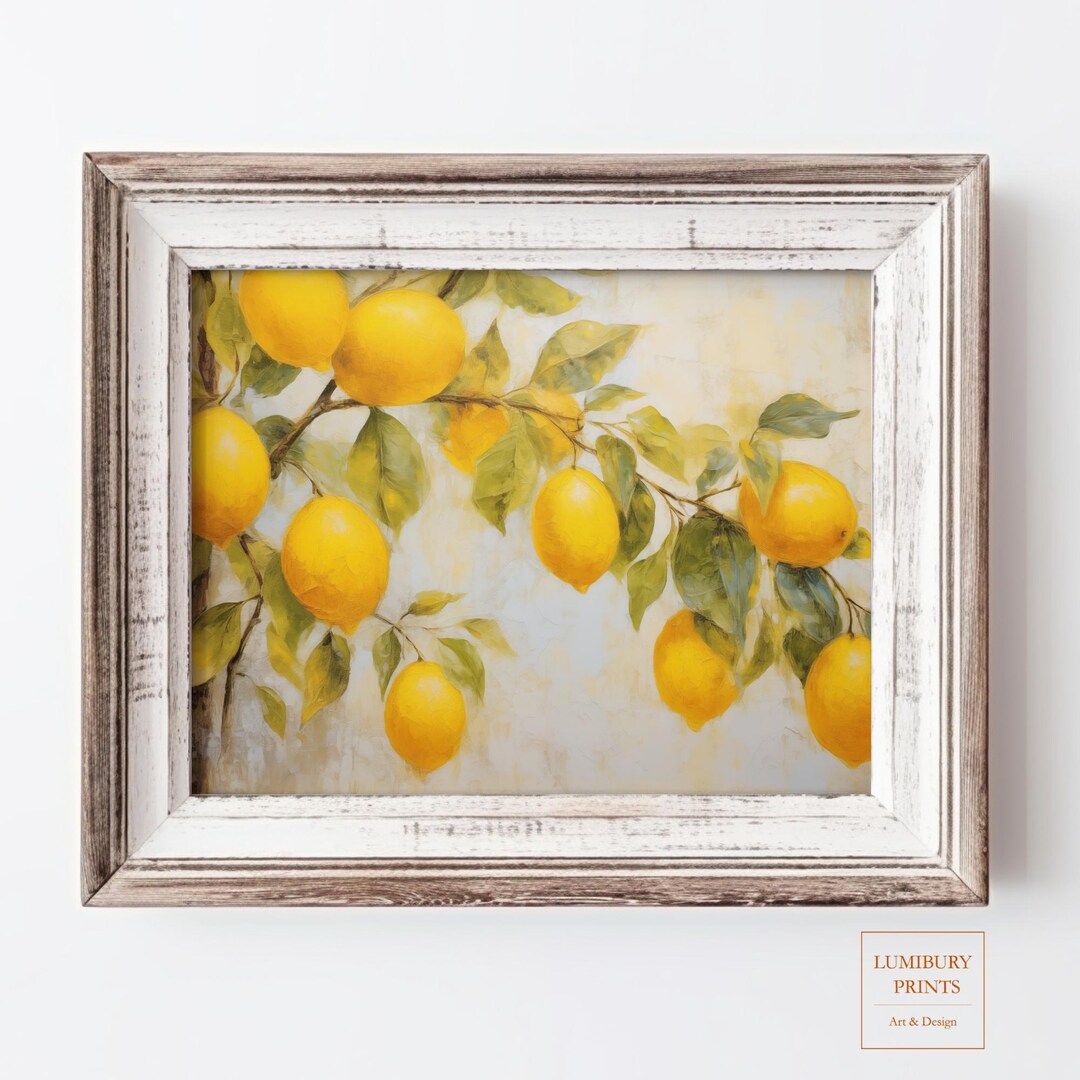 Vintage Lemon Print, Rustic Kitchen Wall Art, Botanical Fruit Print ...