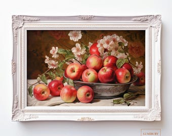 impression de pommes vintage, art mural cuisine rustique, décoration de fruits botaniques, art de la salle à manger à la ferme, cottage campagnard imprimable, téléchargement numérique