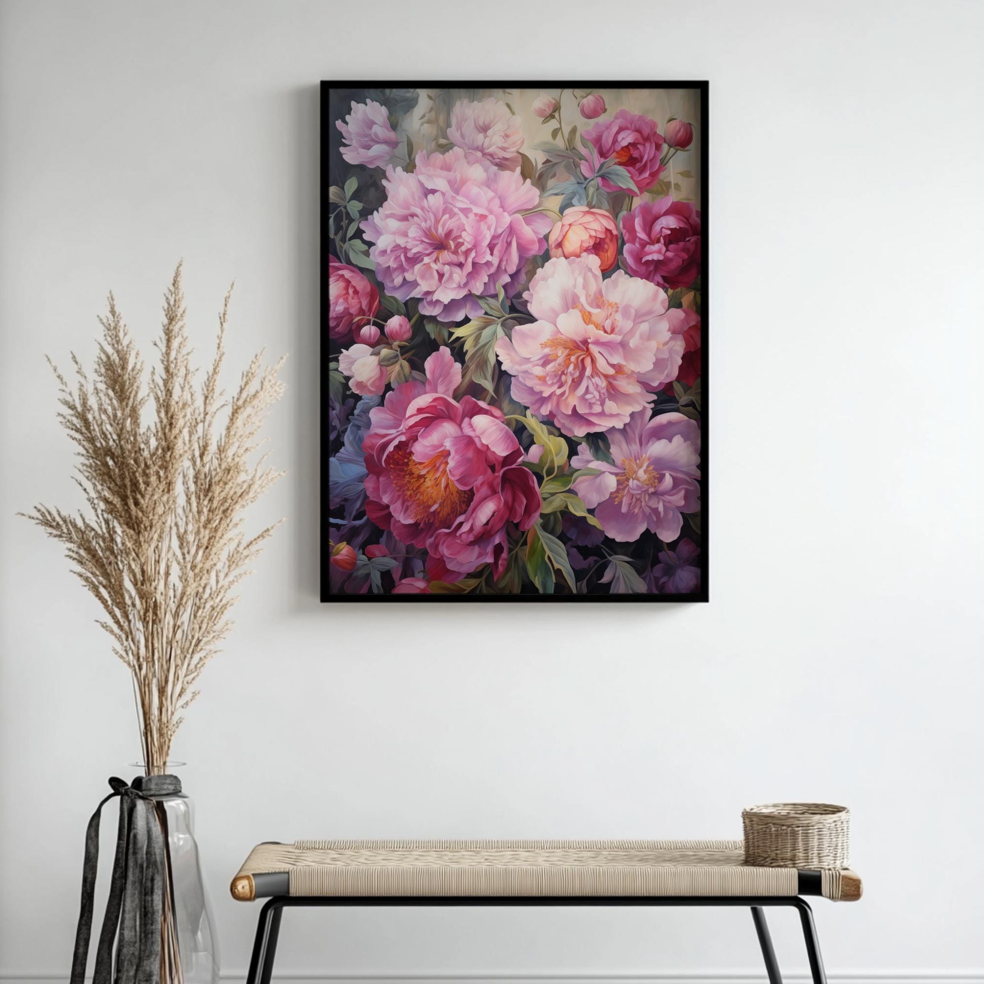 Vintage Peony Print, Floral Wall Art, Flower Art Printable, Botanical ...