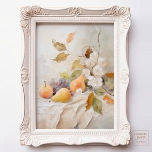 Pear Wall Art, Grapes Wall Art, Fall Fruit Wall Art, Rustic Kitchen Decor, Botanical Fruit Art, neutral fall flower decor, Instant Download