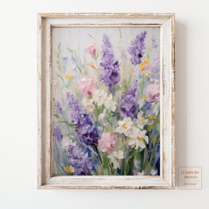 Lavendel kunst aan de muur, wilde bloemenprint, botanische muurkunst, Cottagecore-kunst, vintage bloemenprint, pastelbloemposter, digitale download