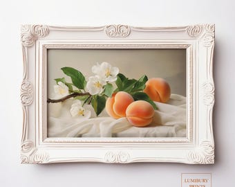 Vintage Apricot Print, Fruit Wall Art, Botanical Poster, Printable Wall Art, Cottagecore Decor, Kitchen Decor, Nature Art, Digital Download